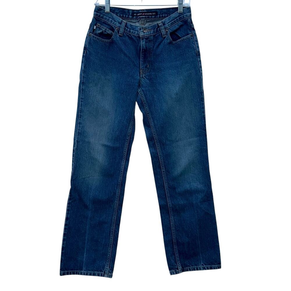 Vintage DKNY Dark Wash Straight Leg Jeans, Mid-Rise Denim Pants Size 7